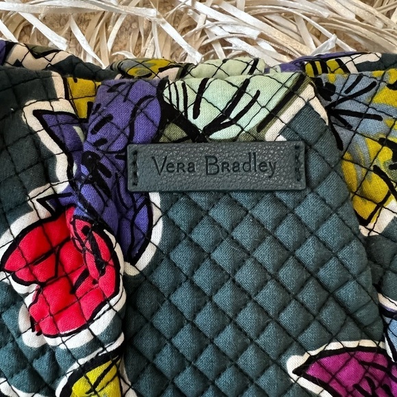 VERA BRADLEY Falling Flowers HADLEY Bag Crossbody Satchel Tech Green Pink 2017 - Picture 3 of 14